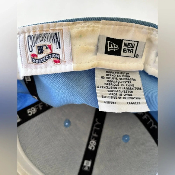 Los Angeles Dodgers New Era Fitted Hat Sky Blue/ Pink SIZE 7 1988 World Series - Picture 8 of 9